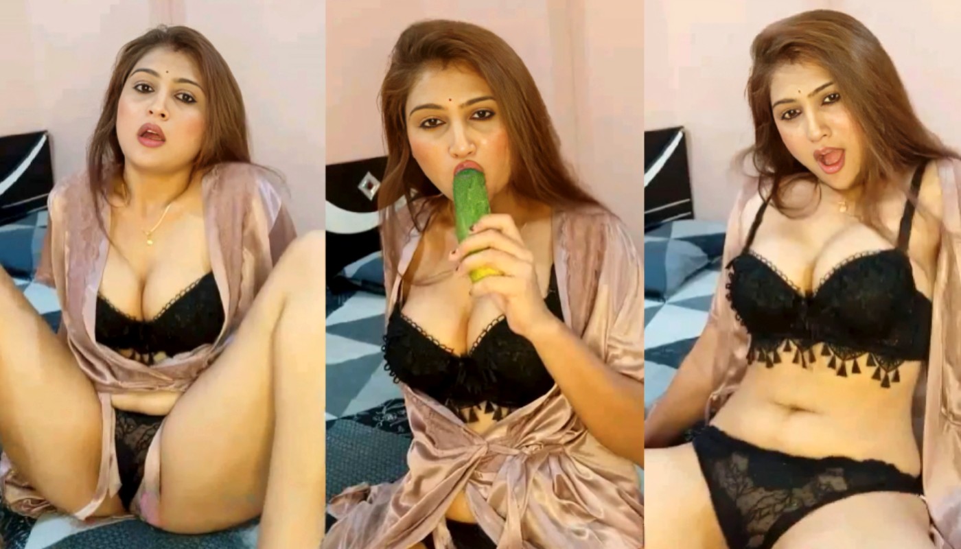 Hiral Radadiya Cucumber in Pussy Black Dress Live